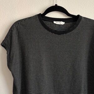 Mod Ref Thin Striped Black and White Cap Sleeve Top